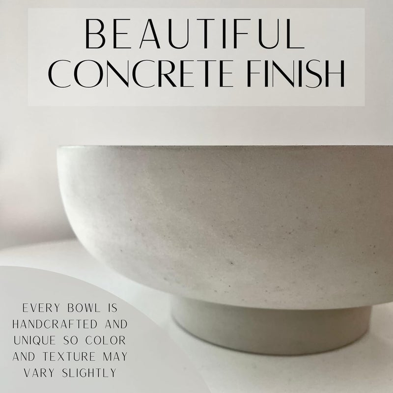 OAOKA Concrete Fruit Bowl for Kitchen Counter - Large Decorative Bowls for Home Decor - Modern Key Bowl for Entryway Table - Pedestal Bowl for Keys - Image 4